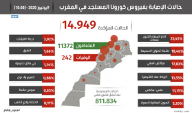 فيروس كورونا .. تسجيل 178 حالة مؤكدة جديدة بالمغرب ترفع العدد الإجمالي إلى 14 ألفا و 949 حالة