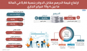 ارتفاع قيمة الدرهم مقابل الدولار بنسبة 0,66 في المائة ما بين 4 و10 فبراير الجاري (بنك المغرب)