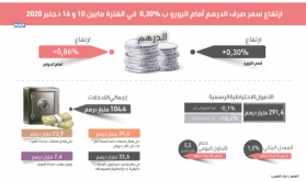 ارتفاع سعر صرف الدرهم أمام اليورو ب0,30 في المائة في الفترة مابين 10 و16 دجنبر 2020