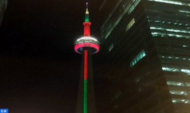 Throne Day: Niagara Falls, CN Tower in Colors of Moroccan Flag