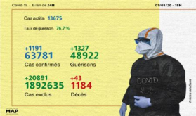 Covid-19: 1.191 nuevos casos confirmados y 1.327 recuperaciones en 24h (Sanidad)