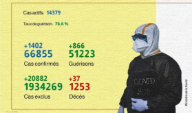 Covid-19: 1.402 nuevos casos confirmados y 866 recuperaciones en 24h (Sanidad)