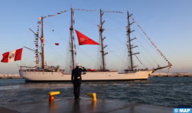 El buque escuela a vela peruano B.A.P "Unión" se hace a la mar tras una escala de 3 días en Tánger