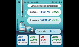 Covid-19: 8.995 nuevos casos en 24h y cerca de 10,1 millones de personas completamente vacunadas