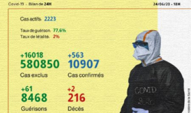 Covid-19: 563 nuevos casos confirmados y 61 recuperaciones en Marruecos en 24 horas (Sanidad)