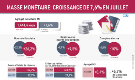 La masa monetaria crece un 7,6% en julio (BAM)