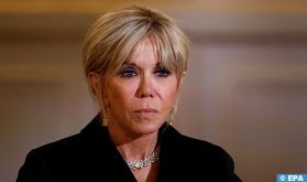 Mme Brigitte Macron visite l'exposition "Rétrospective Mehdi Qotbi" à l'IMA