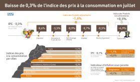 Baisse de 0,3% de l’indice des prix à la consommation en juillet